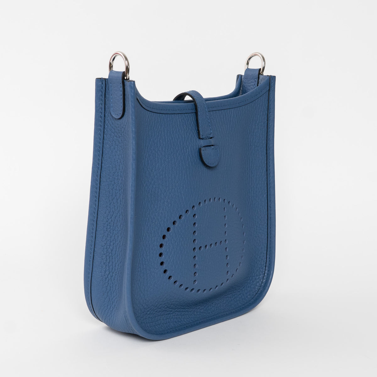 Hermes Blue Tie Clemence Leather Mini Evelyne 16