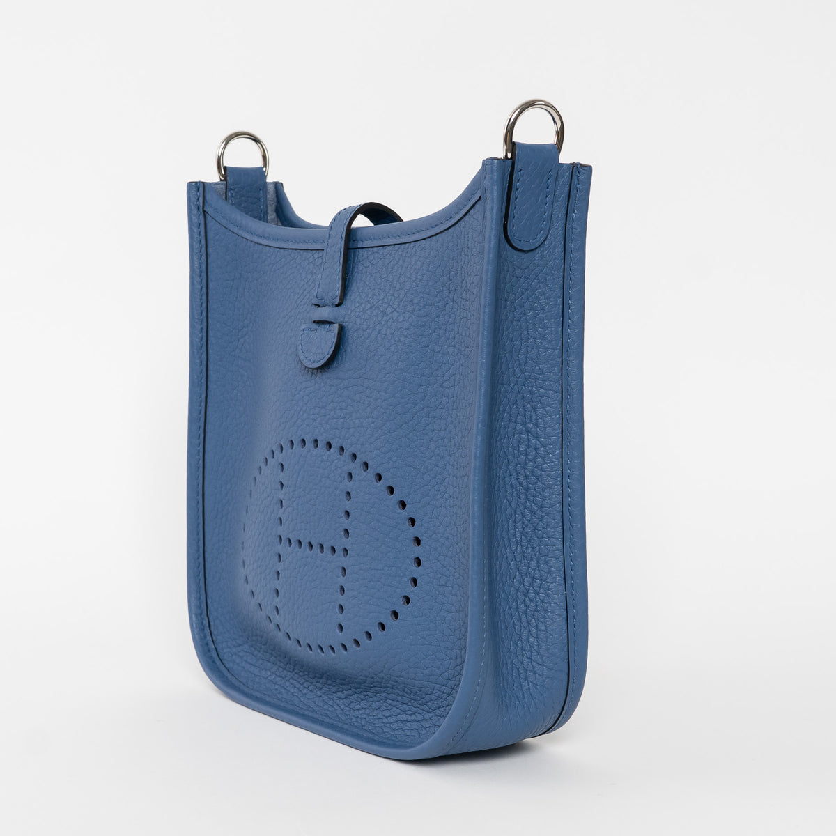 Hermes Blue Tie Clemence Leather Mini Evelyne 16