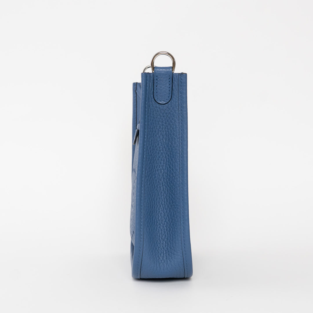 Hermes Blue Tie Clemence Leather Mini Evelyne 16