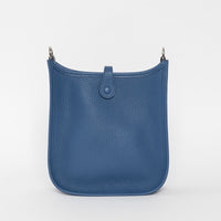 Hermes Blue Tie Clemence Leather Mini Evelyne 16