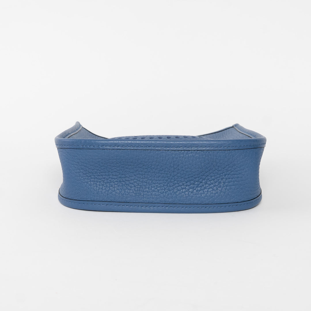 Hermes Blue Tie Clemence Leather Mini Evelyne 16