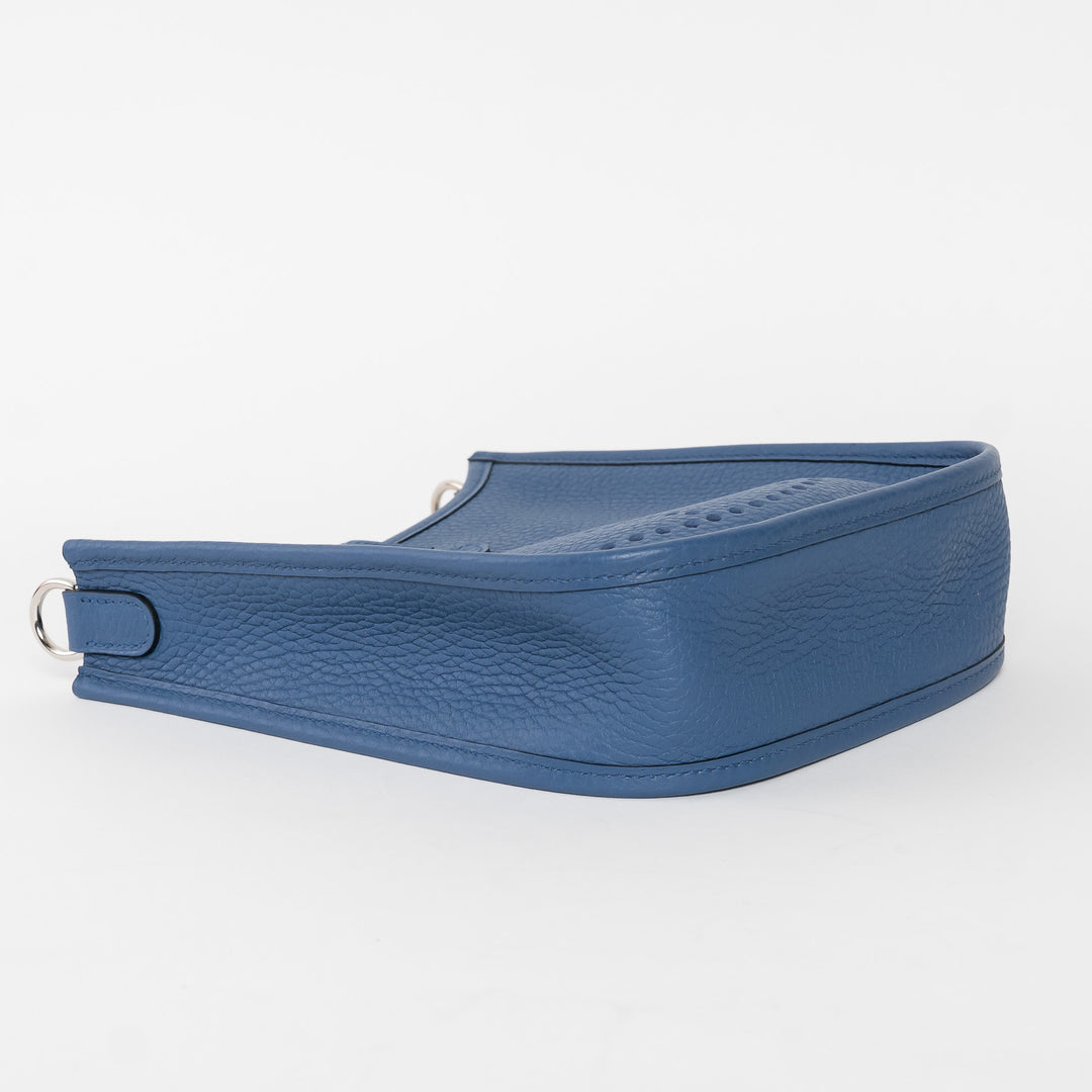 Hermes Blue Tie Clemence Leather Mini Evelyne 16