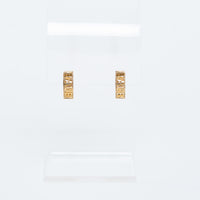 Balenciaga 18k Gold Vermeil Striped Hoop Logo Earrings