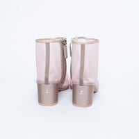 Pre-Loved Chanel™ Blush Pink Mesh Booties with Camellia Detail Size 38