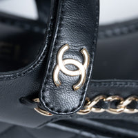Pre-Loved Chanel™ Quilted Leather Platform Sandals with Chain Details Size 39.5