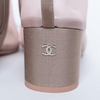 Pre-Loved Chanel™ Blush Pink Mesh Booties with Camellia Detail Size 38