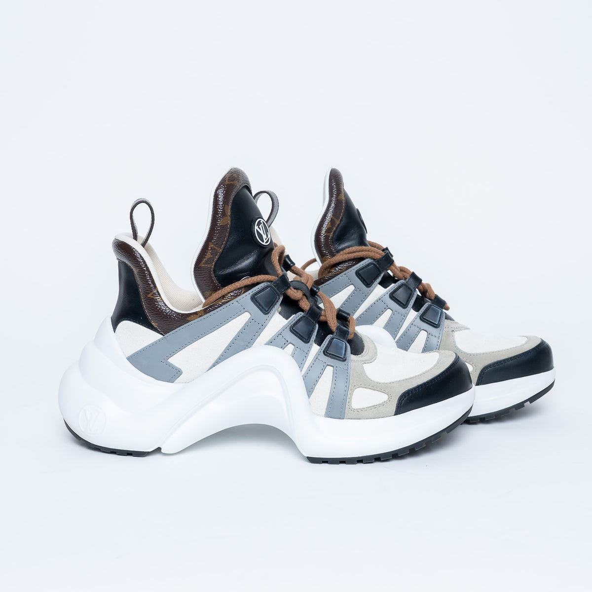 Louis Vuitton Leather and Monogram Canvas Arclight Sneakers Size 38