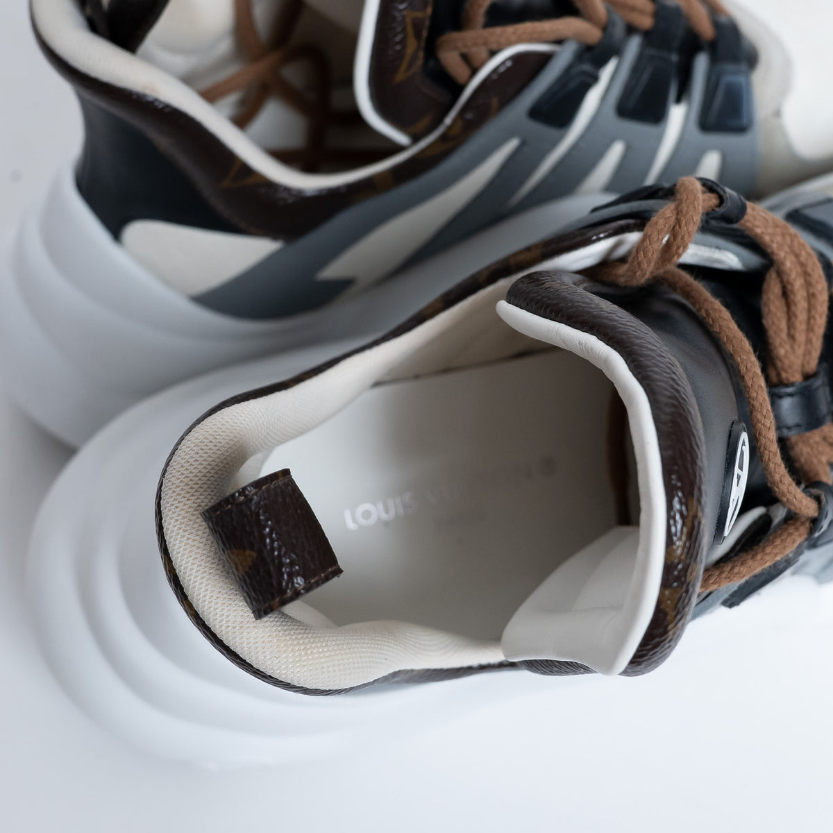 Louis Vuitton Leather and Monogram Canvas Arclight Sneakers Size 38