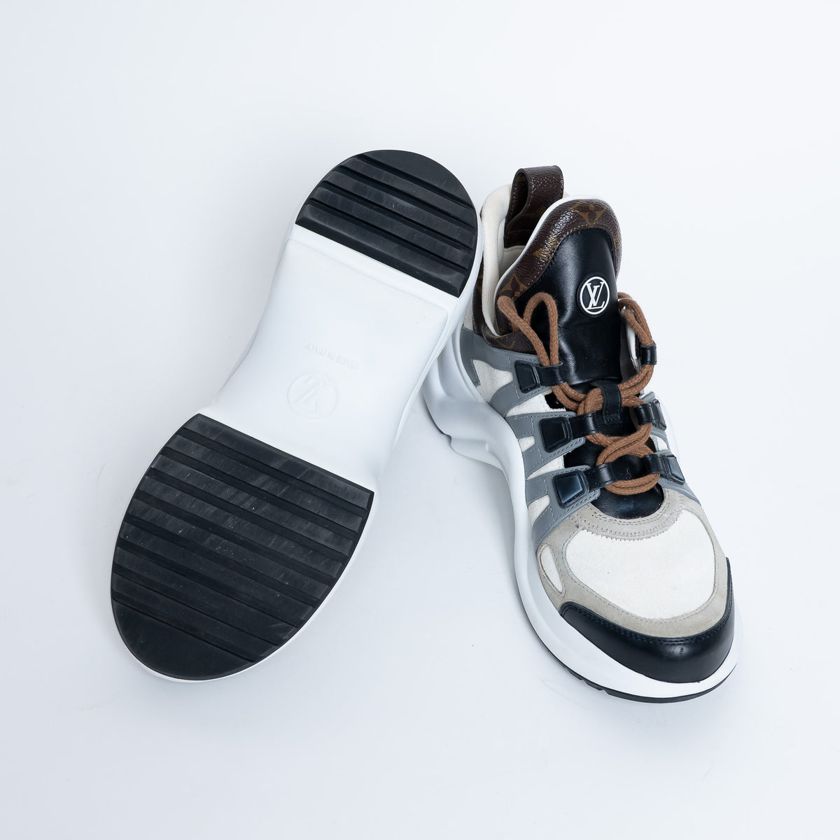 Louis Vuitton Leather and Monogram Canvas Arclight Sneakers Size 38