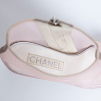Pre-Loved Chanel™ Blush Pink Mesh Booties with Camellia Detail Size 38