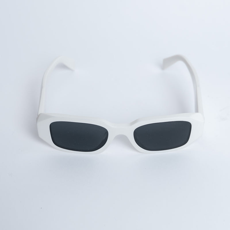 Prada White Rectangle Frame Sunglasses with Grey Lenses