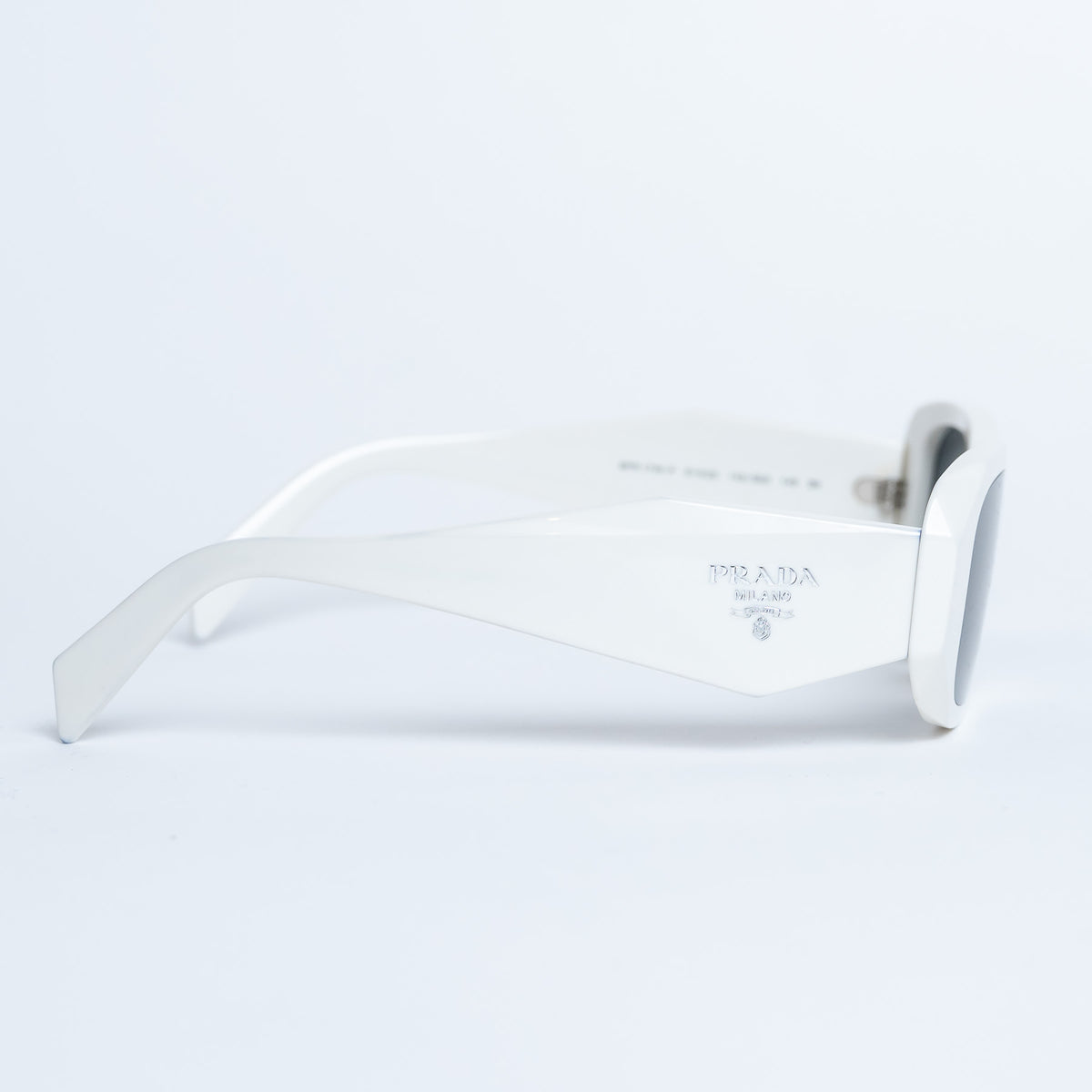 Prada White Rectangle Frame Sunglasses with Grey Lenses