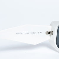 Prada White Rectangle Frame Sunglasses with Grey Lenses