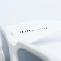 Prada White Rectangle Frame Sunglasses with Grey Lenses