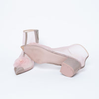 Pre-Loved Chanel™ Blush Pink Mesh Booties with Camellia Detail Size 38