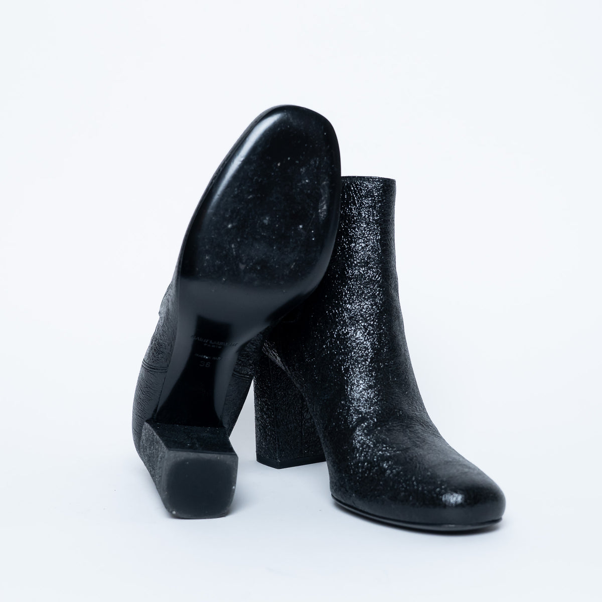 Saint Laurent Black Chelsea Boots with Block Heel Size 38