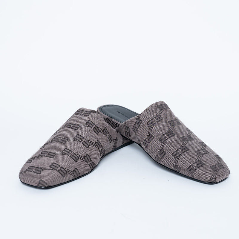 Balenciaga "Cosy" Monogram Canvas Mules Size 38