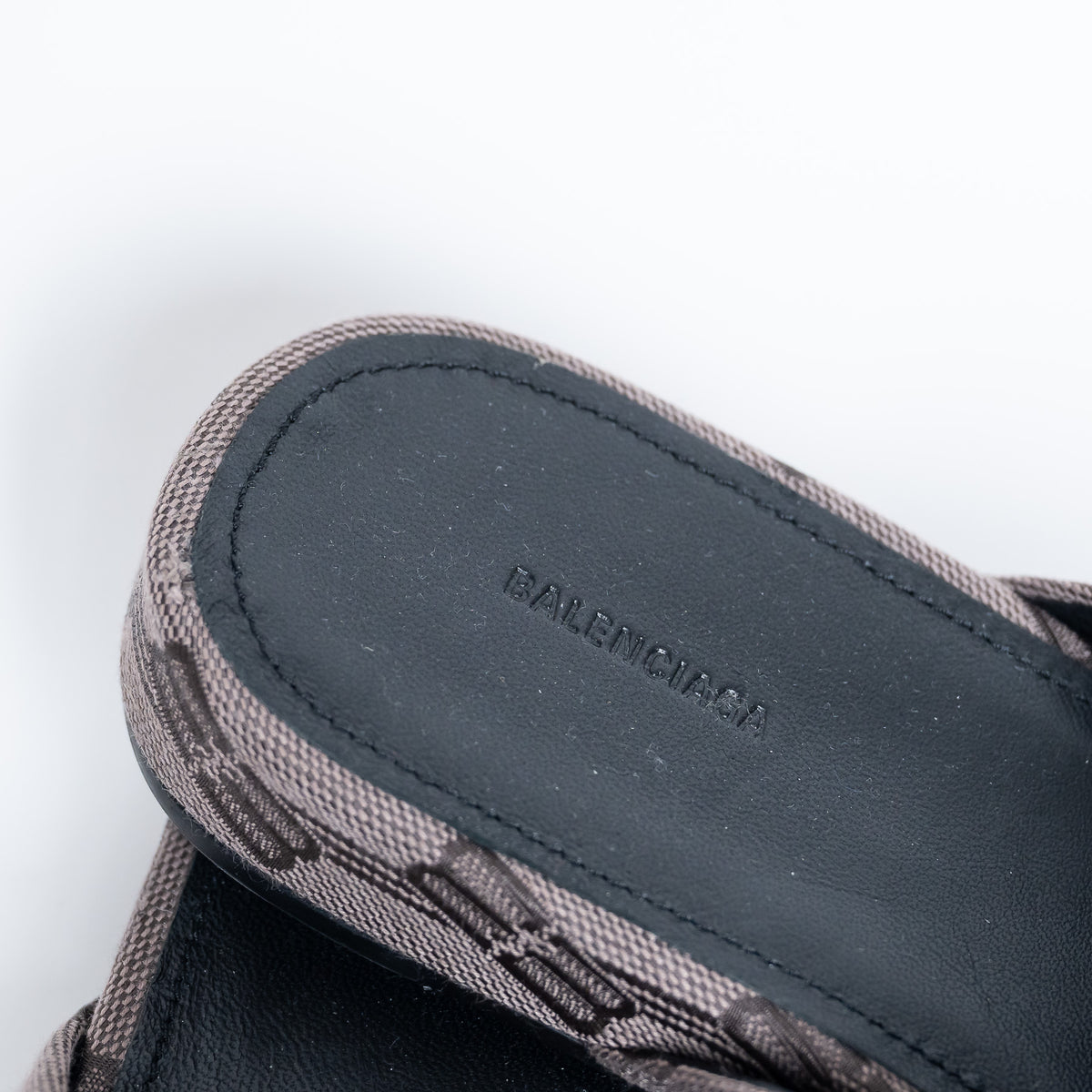 Balenciaga "Cosy" Monogram Canvas Mules Size 38