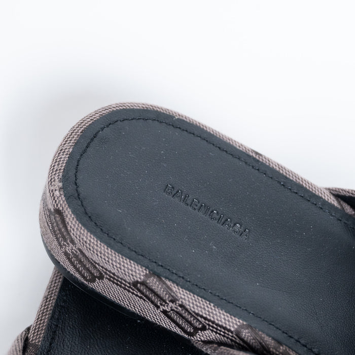 Balenciaga "Cosy" Monogram Canvas Mules Size 38