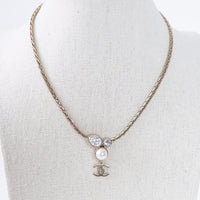 Pre-Loved Chanel™ Logo Drop Necklace with Pearl and Crystal Insets