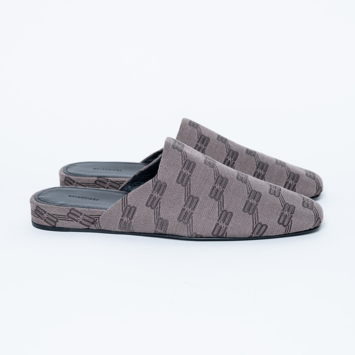 Balenciaga "Cosy" Monogram Canvas Mules Size 38