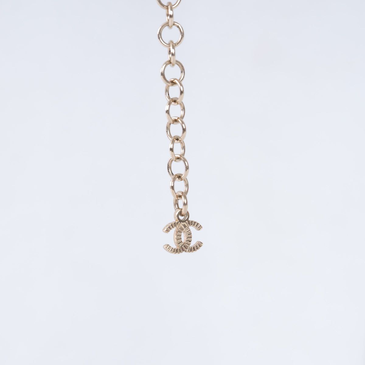 Pre-Loved Chanel™ Logo Drop Necklace with Pearl and Crystal Insets
