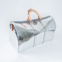 Louis Vuitton Metallic Silver Mirror Effect Bandouliere Keepall 50