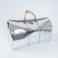 Louis Vuitton Metallic Silver Mirror Effect Bandouliere Keepall 50