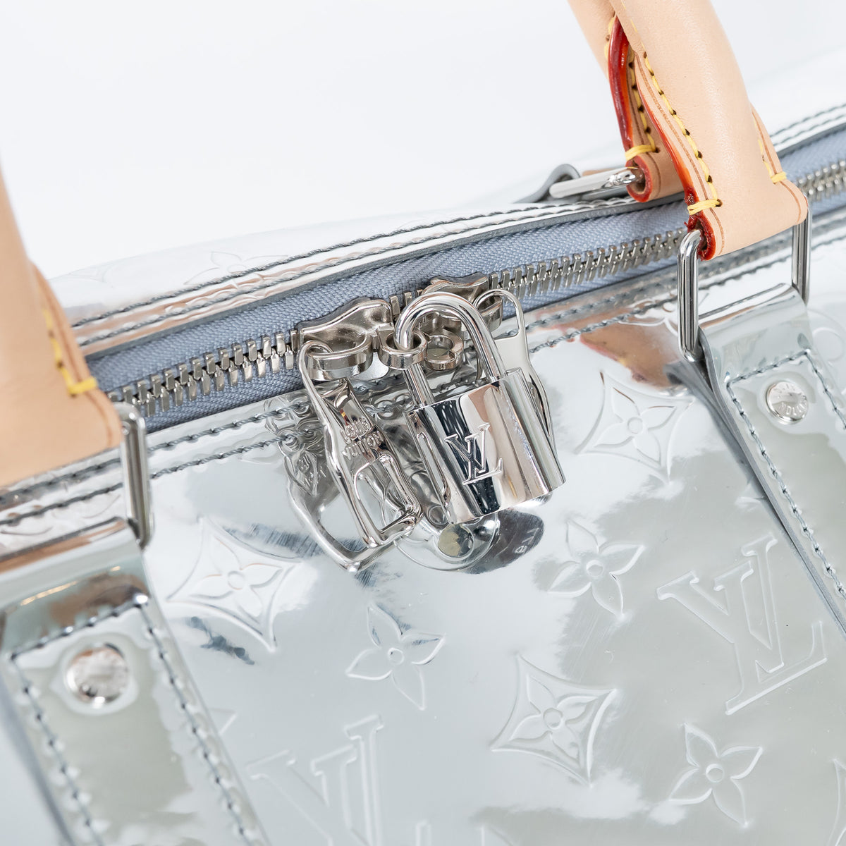 Louis Vuitton Metallic Silver Mirror Effect Bandouliere Keepall 50