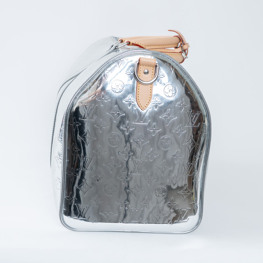 Louis Vuitton Metallic Silver Mirror Effect Bandouliere Keepall 50