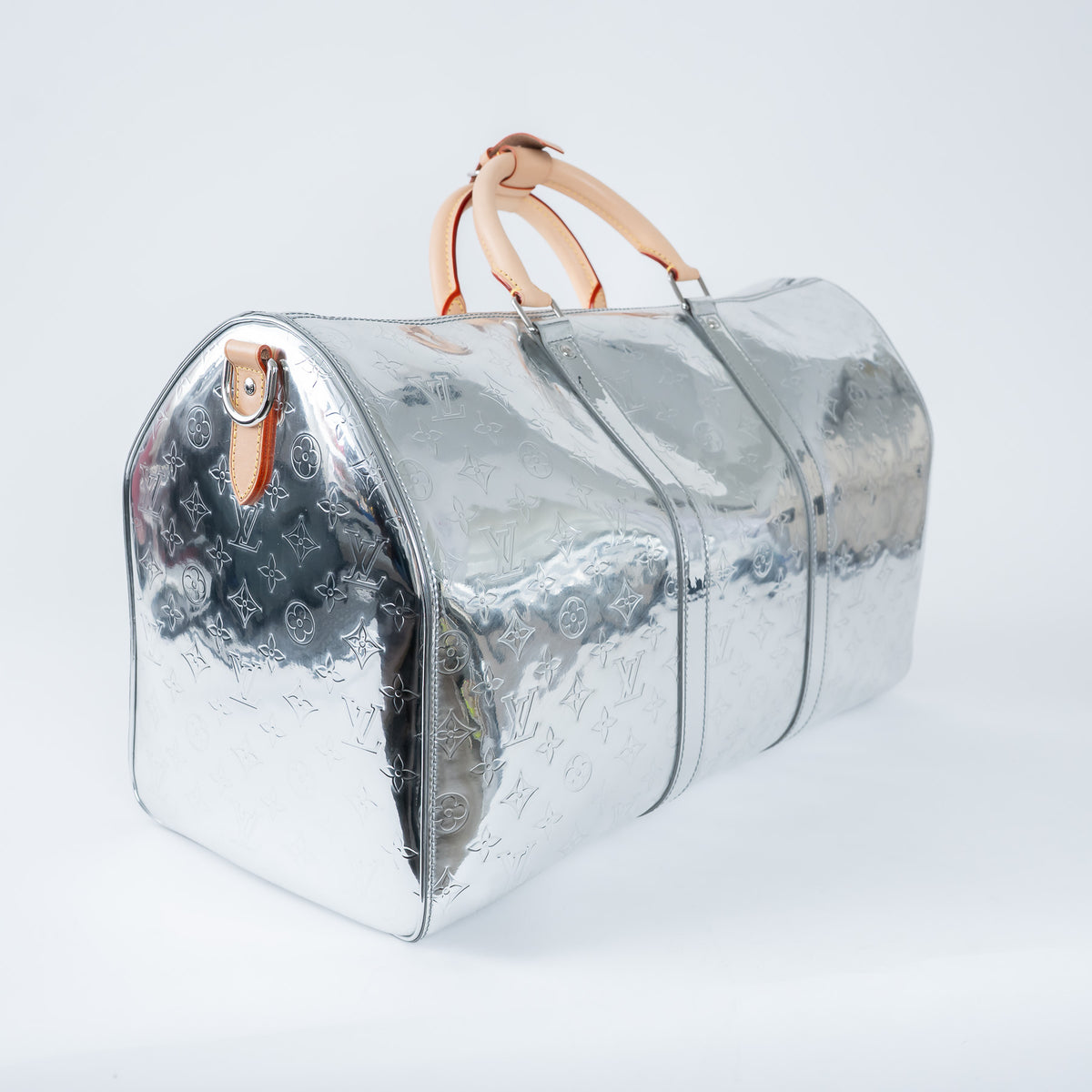 Louis Vuitton Metallic Silver Mirror Effect Bandouliere Keepall 50