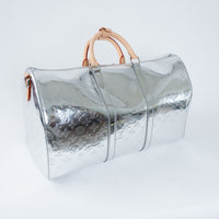 Louis Vuitton Metallic Silver Mirror Effect Bandouliere Keepall 50