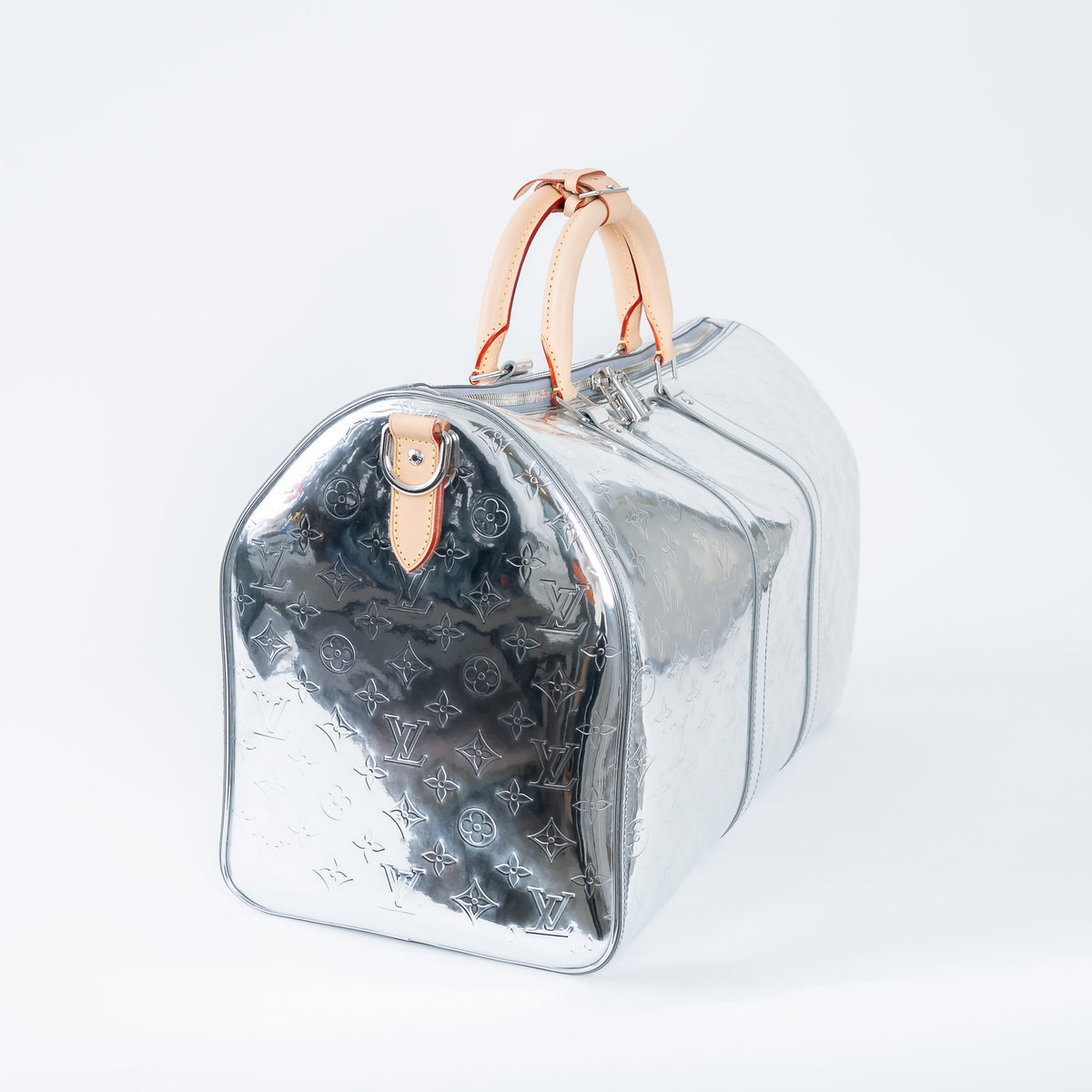 Louis Vuitton Metallic Silver Mirror Effect Bandouliere Keepall 50