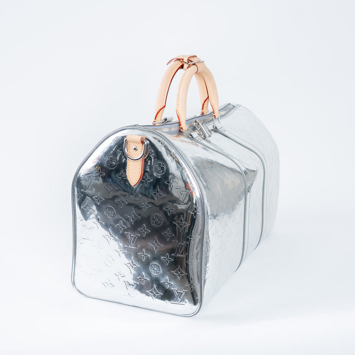 Louis Vuitton Metallic Silver Mirror Effect Bandouliere Keepall 50
