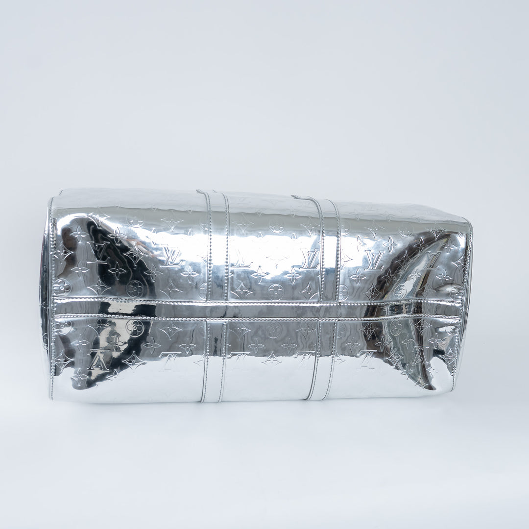 Louis Vuitton Metallic Silver Mirror Effect Bandouliere Keepall 50