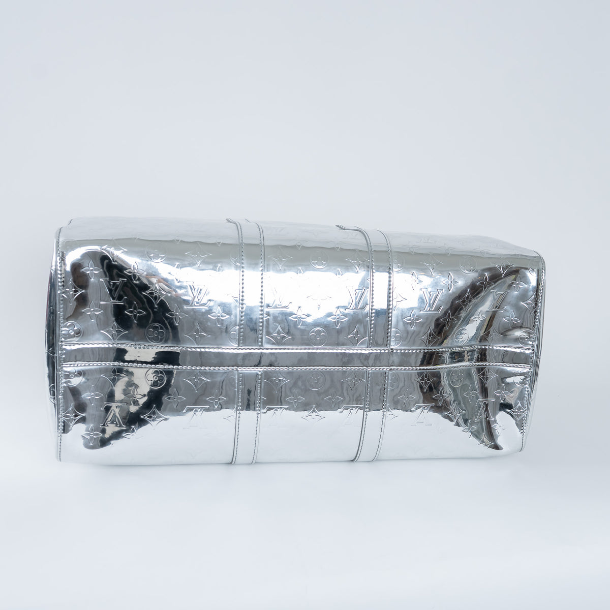 Louis Vuitton Metallic Silver Mirror Effect Bandouliere Keepall 50