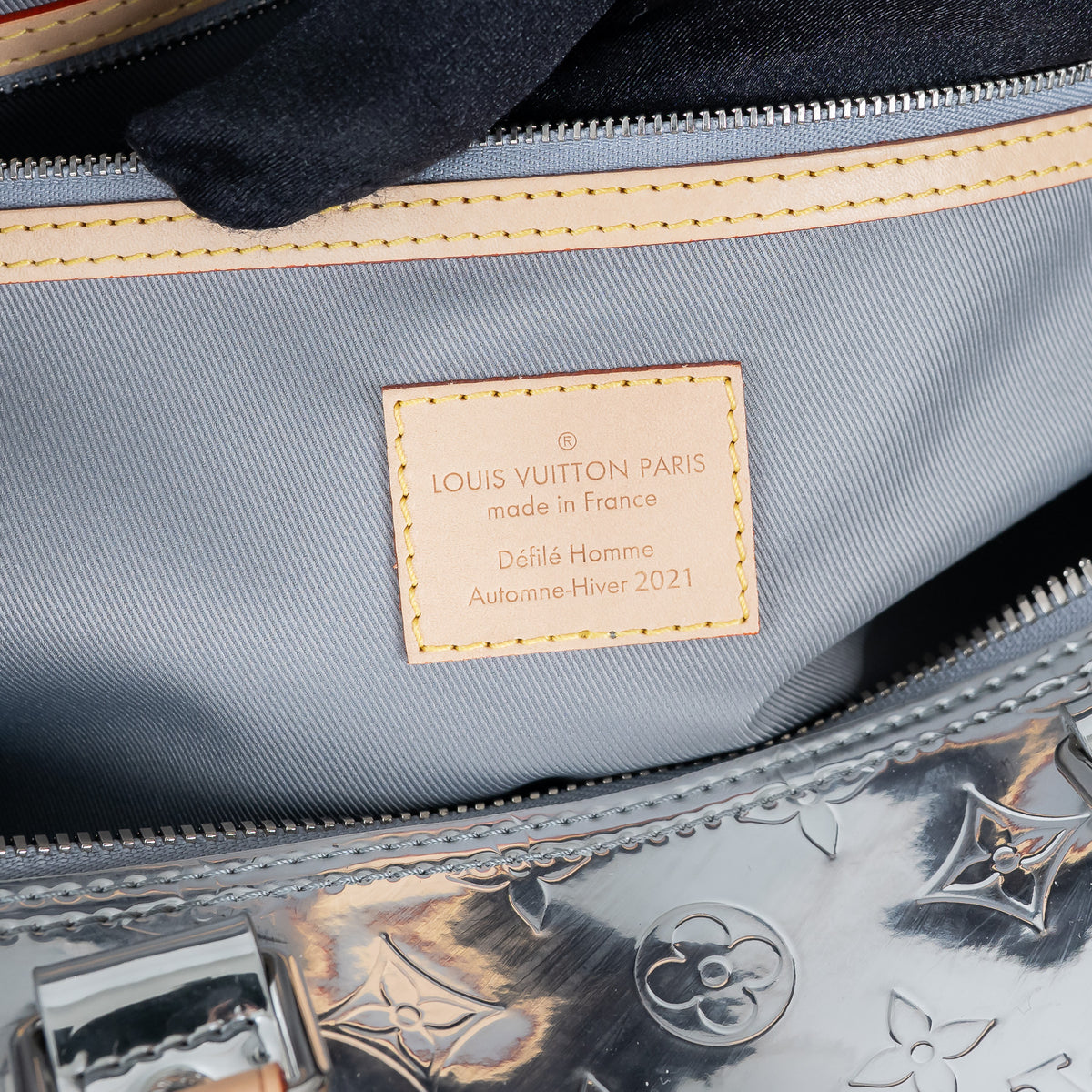 Louis Vuitton Metallic Silver Mirror Effect Bandouliere Keepall 50