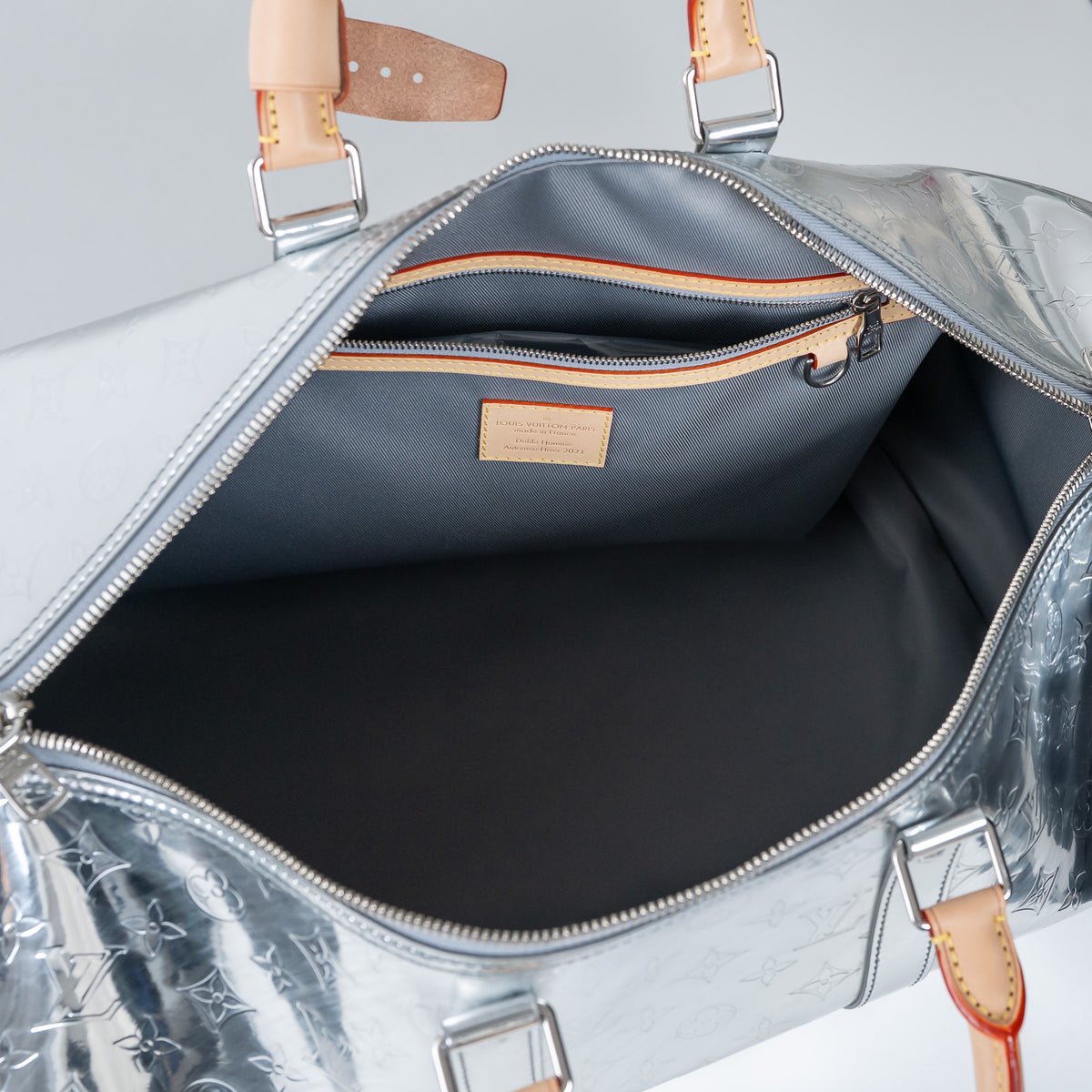 Louis Vuitton Metallic Silver Mirror Effect Bandouliere Keepall 50