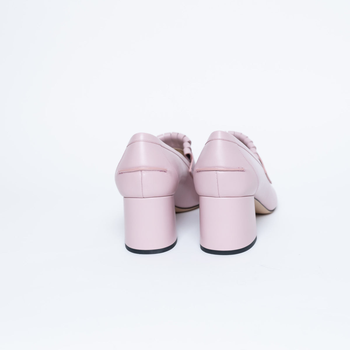 Valentino Blush Leather VLogo Pumps with Fringe Detail Size 41