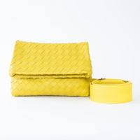Bottega Veneta Yellow Nappa Intrecciato Fold Over Bag