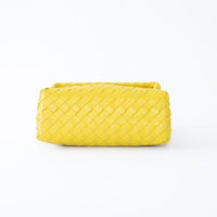 Bottega Veneta Yellow Nappa Intrecciato Fold Over Bag