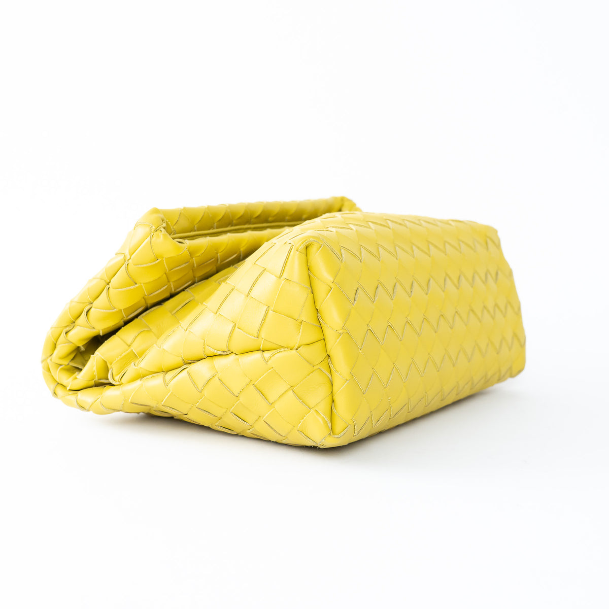 Bottega Veneta Yellow Nappa Intrecciato Fold Over Bag