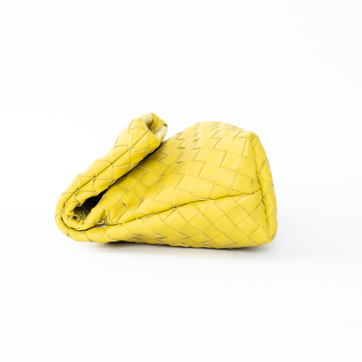 Bottega Veneta Yellow Nappa Intrecciato Fold Over Bag