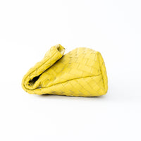 Bottega Veneta Yellow Nappa Intrecciato Fold Over Bag