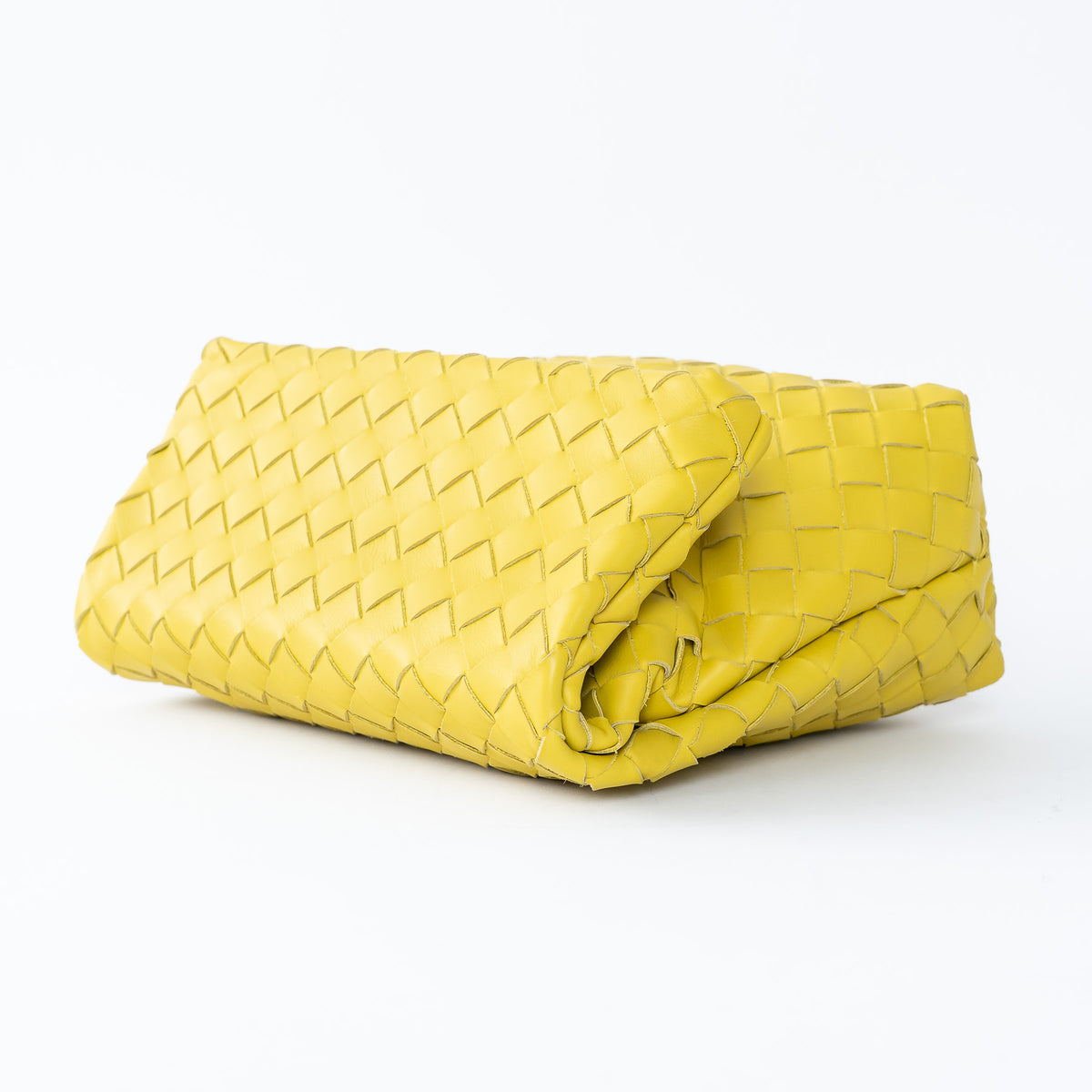 Bottega Veneta Yellow Nappa Intrecciato Fold Over Bag