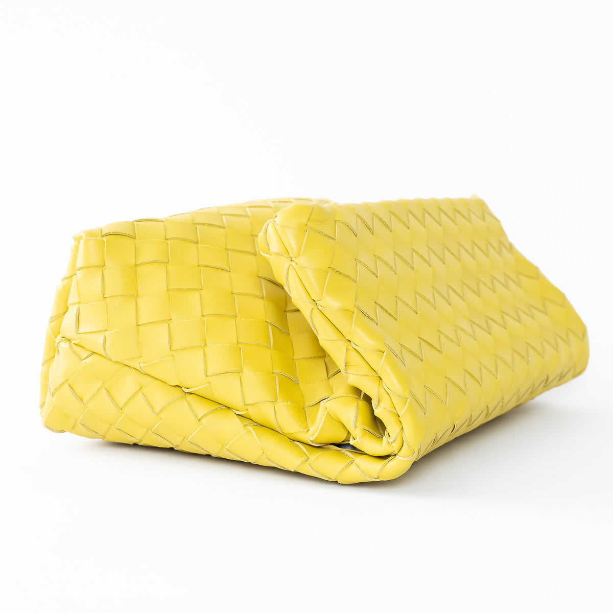Bottega Veneta Yellow Nappa Intrecciato Fold Over Bag