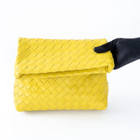 Bottega Veneta Yellow Nappa Intrecciato Fold Over Bag
