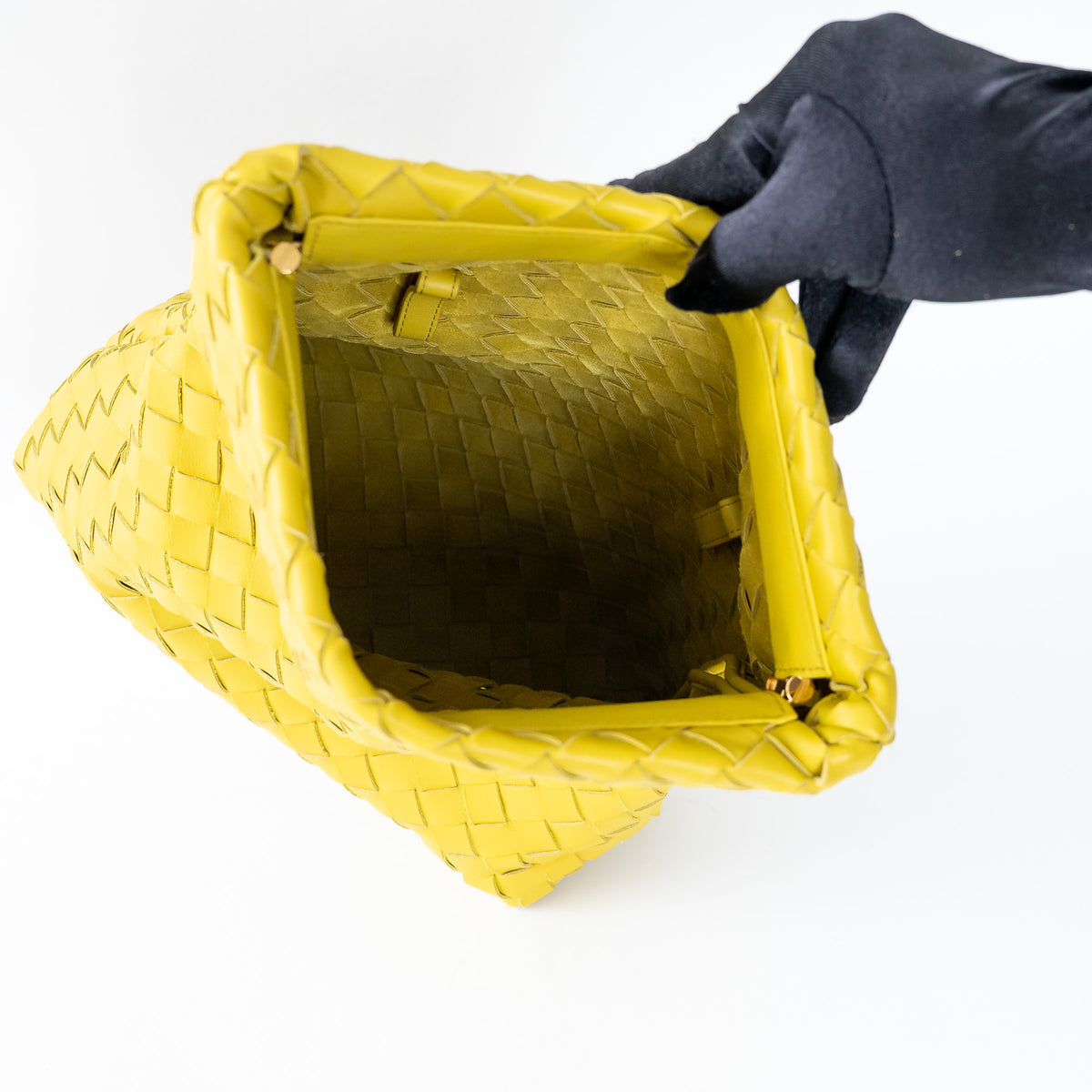 Bottega Veneta Yellow Nappa Intrecciato Fold Over Bag