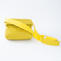 Bottega Veneta Yellow Nappa Intrecciato Fold Over Bag