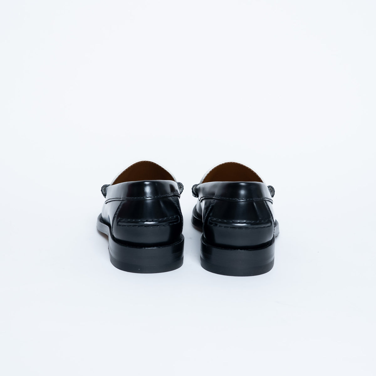 Gucci Black & White Leather Loafers With Logo Cutout Size 35.5